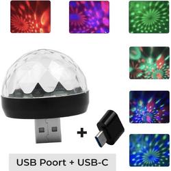 Auto & Mobiel Discolamp met USB-C Adapter voor Samsung/Android - Mini Portable RGB LED LASER USB Disco lamp | Discobal | Party | Discoverlichting | Feestverlichting |